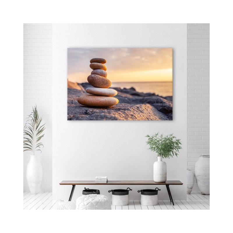 Leinwandbild modern - Steine Zen Strand Meer | Feeby