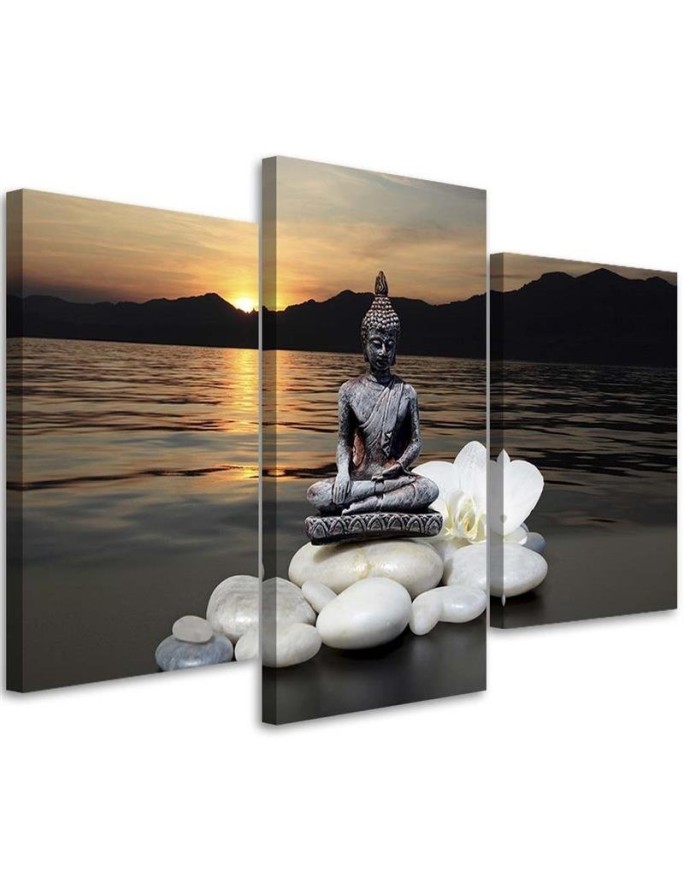 Bild auf Leinwand - Buddha Zen Spa Sonnenuntergang | Feeby