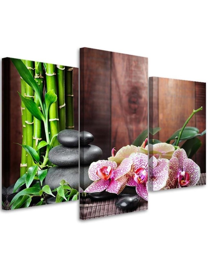 Bild auf Leinwand - Orchideen Bambus Steine Zen | Feeby
