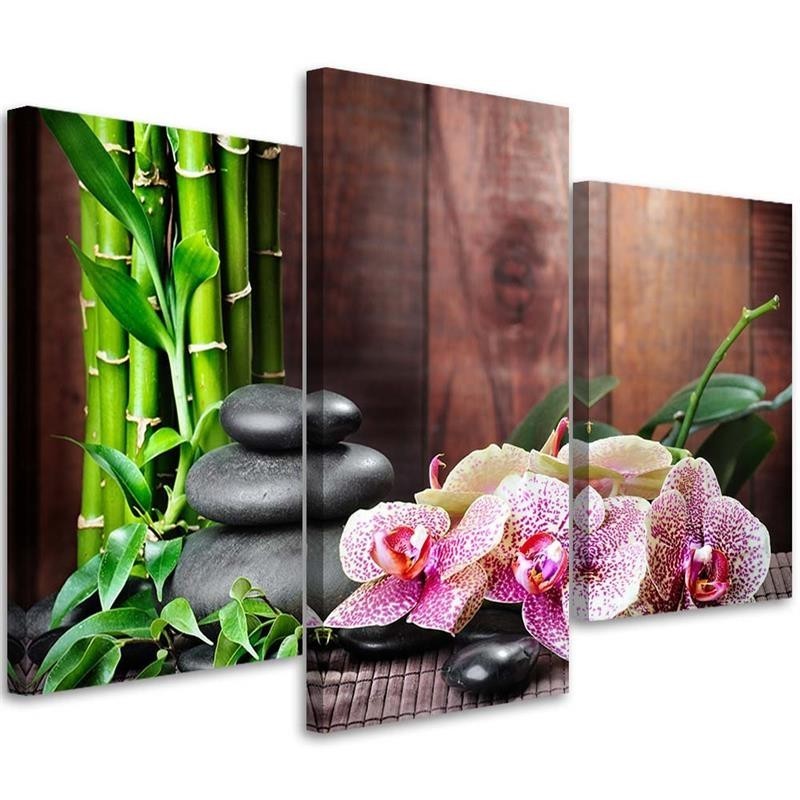 Obraz do spa - Orchidea bambus kamienie - Obraz na płótnie | FEEBY