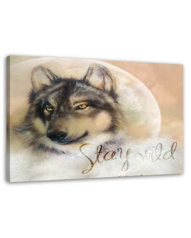 Wolf Stay Wild nature - Canvas painting for living room | FEEBY