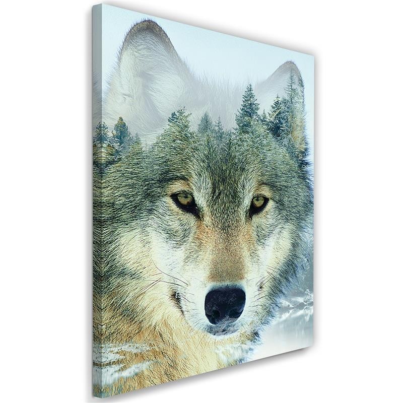 Leinwandbild - Wolf in einem Wald Hintergrund | Feeby
