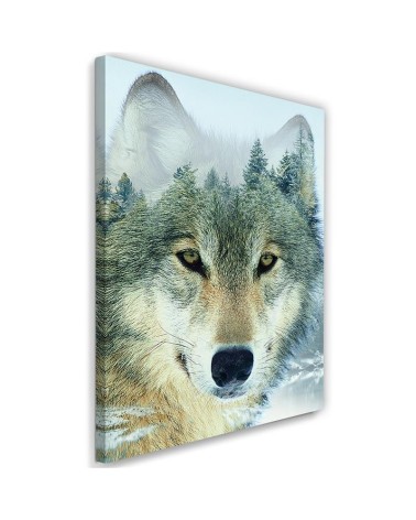 Wolf on the background of the forest - Canvas prints for the living room | FEEBY