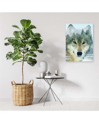 Leinwandbild - Wolf in einem Wald Hintergrund | Feeby