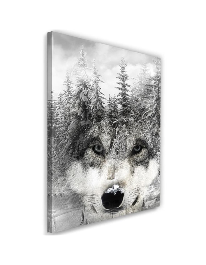 Bild auf Leinwand - Wolf in einer Winterlandschaft | Feeby