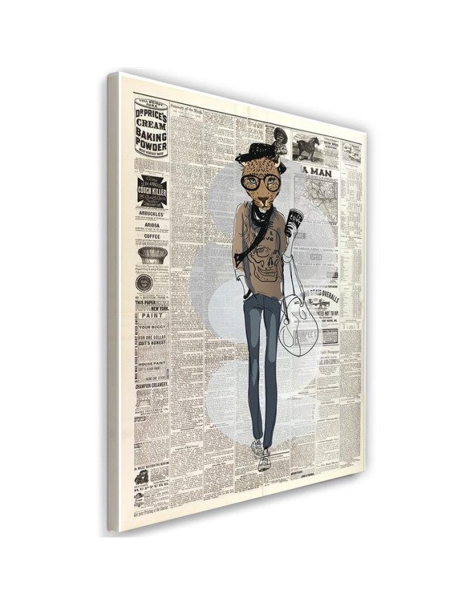 Bild auf Leinwand - Hipster-Leopard - Zeitungsartikel | Feeby