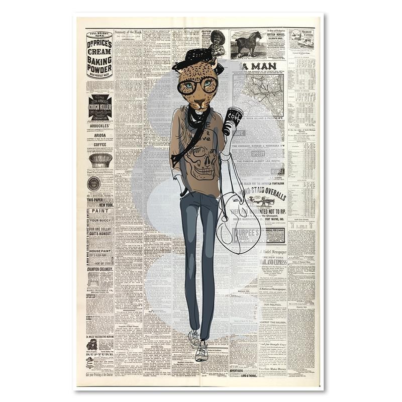 Bild auf Leinwand - Hipster-Leopard - Zeitungsartikel | Feeby