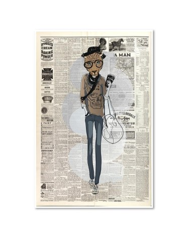 Bild auf Leinwand - Hipster-Leopard - Zeitungsartikel | Feeby