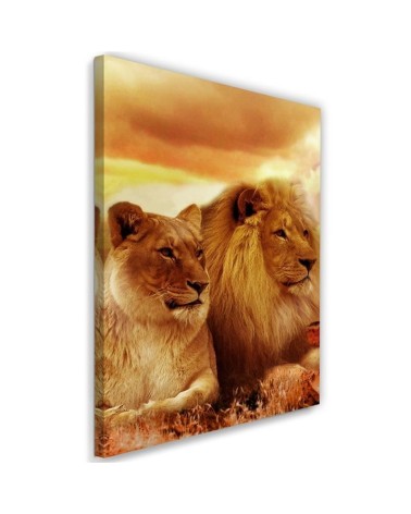 Wandbild für Wohnzimmer - König Löwe und Löwin | Feeby