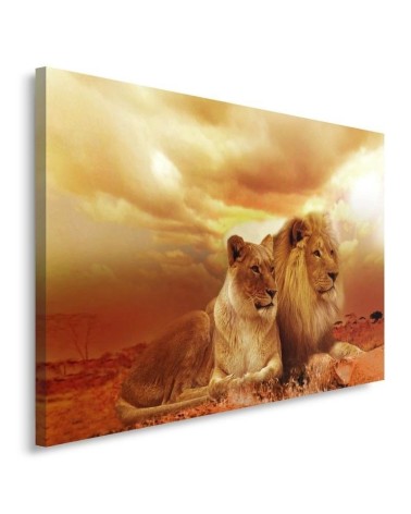 Wall art decoration - Pair of lions - Bedroom painting | FEEBY