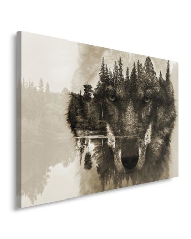 Leinwandbild modern - Wolf Wald im Nebel Natur | Feeby