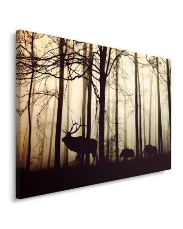 Canvas painting for the living room Animals in the forest deer and wild boar | FEEBY