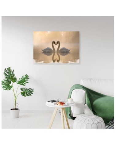 Wandbild für Wohnzimmer - Schwäne auf einem Teich | Feeby