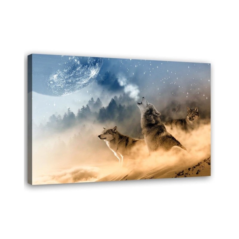 Modernes Wandbild - Heulende Wölfe | Feeby
