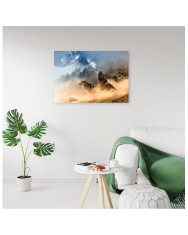 Modernes Wandbild - Heulende Wölfe | Feeby