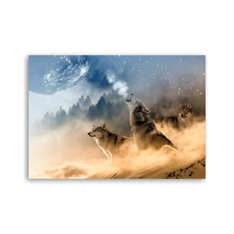 Modernes Wandbild - Heulende Wölfe | Feeby