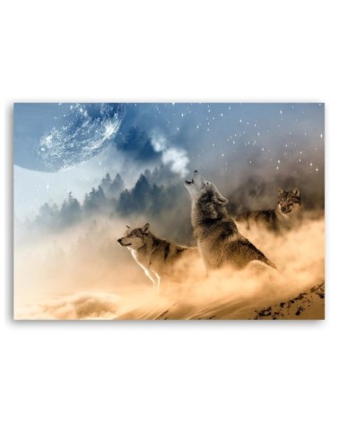 Modernes Wandbild - Heulende Wölfe | Feeby