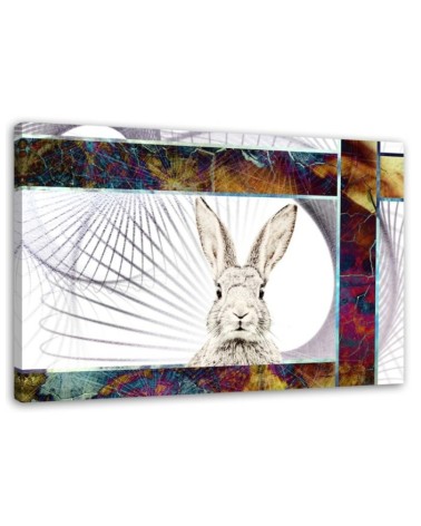 Children's canvas painting - Colourful rabbit for children's room | FEEBY
