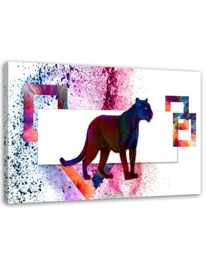 Leinwandbild - Mehrfarbiger Panther auf weißem Hintergrund | Feeby