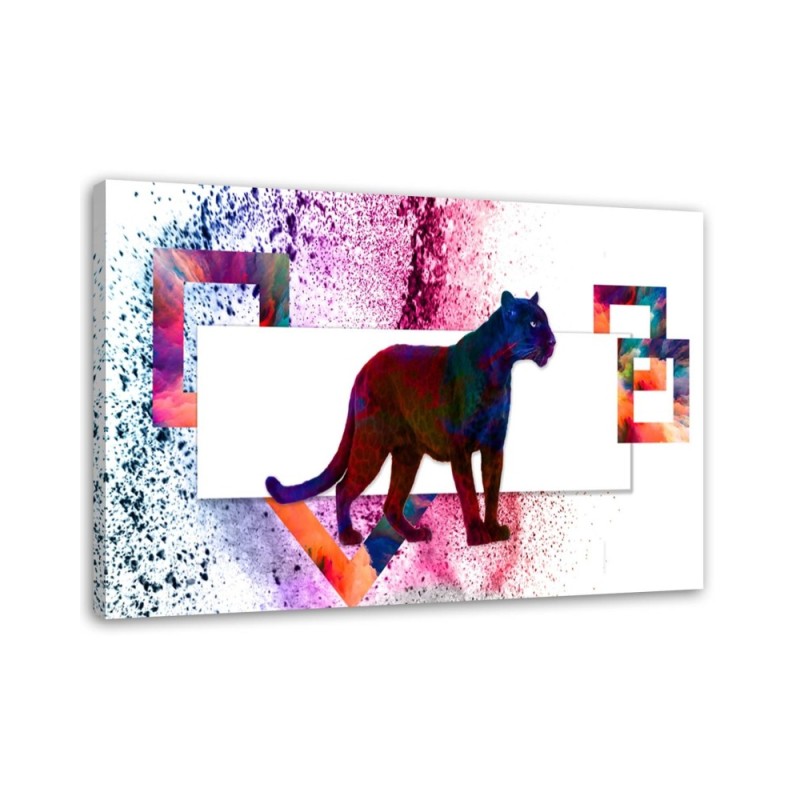 Leinwandbild - Mehrfarbiger Panther auf weißem Hintergrund | Feeby