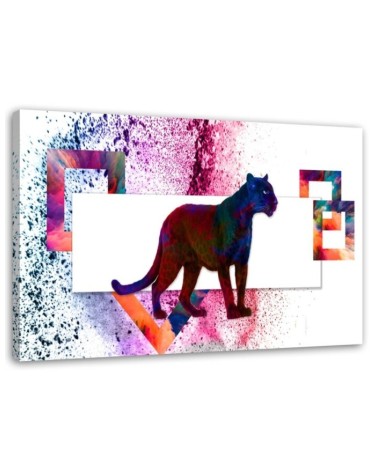 Leinwandbild - Mehrfarbiger Panther auf weißem Hintergrund | Feeby