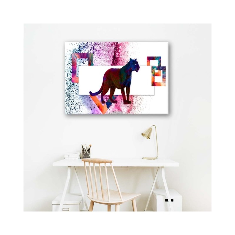 Leinwandbild - Mehrfarbiger Panther auf weißem Hintergrund | Feeby