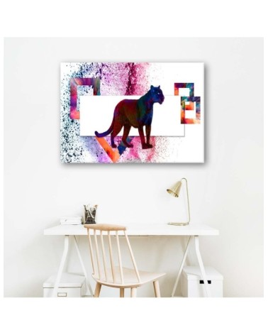 Leinwandbild - Mehrfarbiger Panther auf weißem Hintergrund | Feeby