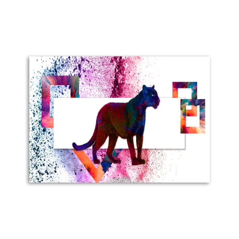 Leinwandbild - Mehrfarbiger Panther auf weißem Hintergrund | Feeby