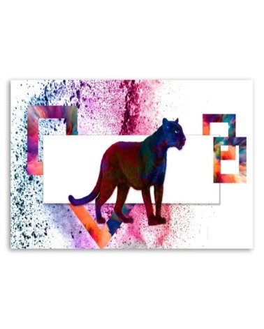 Leinwandbild - Mehrfarbiger Panther auf weißem Hintergrund | Feeby