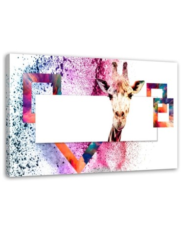 Leinwandbild - Mehrfarbige Giraffe auf weißem Hintergrund | Feeby