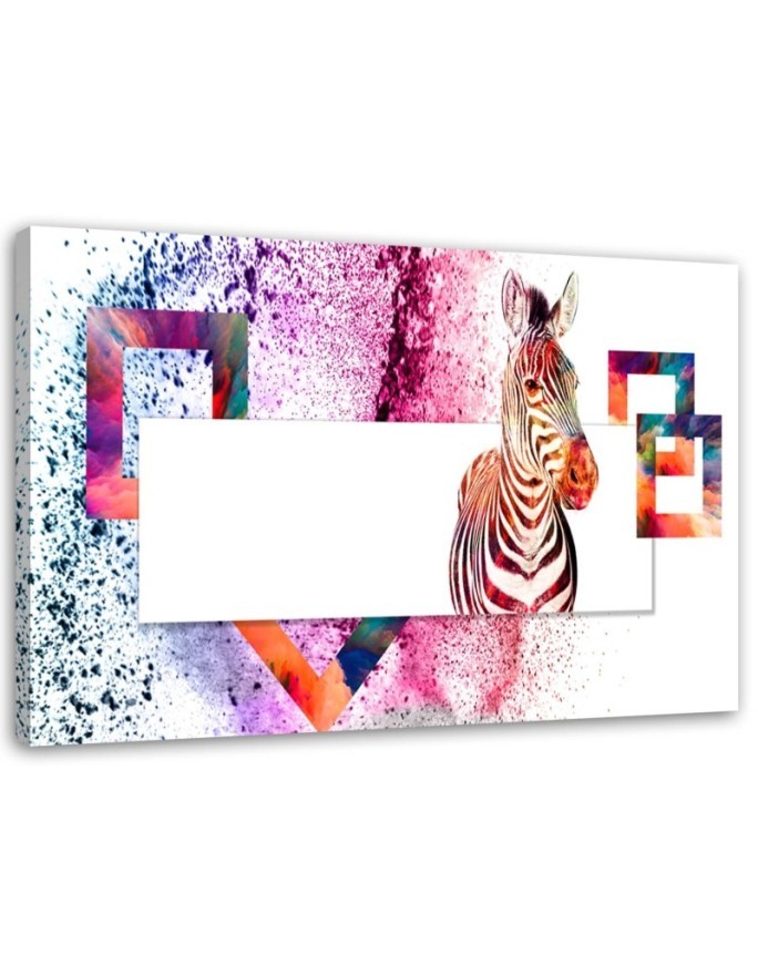 Kolorowa zebra - Dekoracja ścienna - Obraz na płótnie | FEEBY