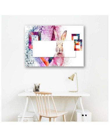 Bild - Mehrfarbiges Kaninchen auf weißem Hintergrund | Feeby