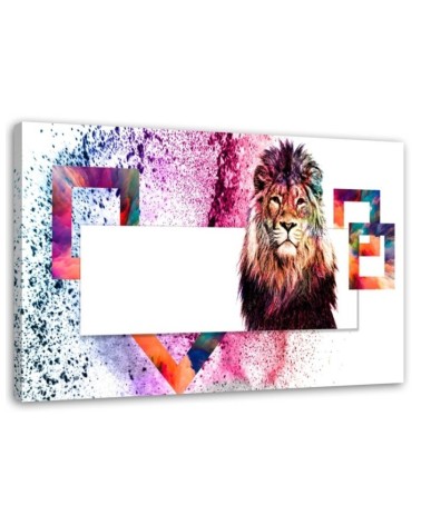 Leinwandbild - Mehrfarbiger Löwe auf weißem Hintergrund | Feeby