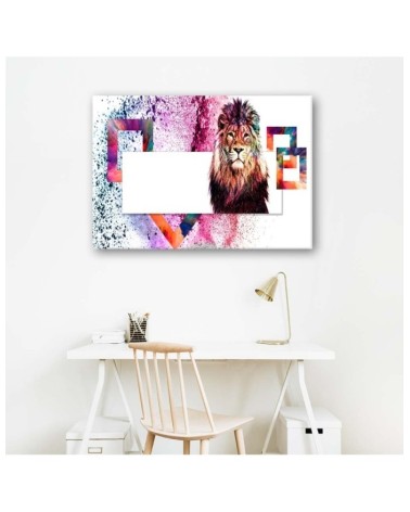 Leinwandbild - Mehrfarbiger Löwe auf weißem Hintergrund | Feeby
