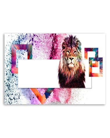 Leinwandbild - Mehrfarbiger Löwe auf weißem Hintergrund | Feeby