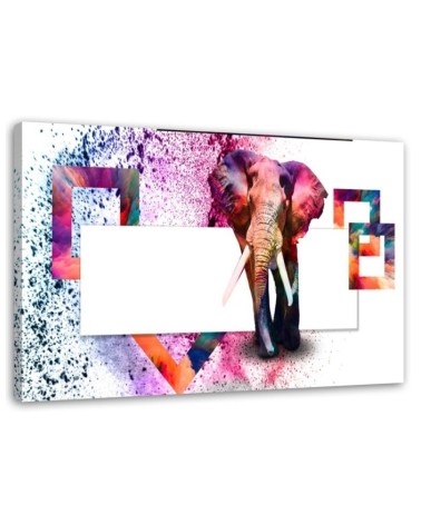 Leinwandbild - mehrfarbiger Elefant auf weißem Hintergrund | Feeby