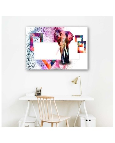 Leinwandbild - mehrfarbiger Elefant auf weißem Hintergrund | Feeby