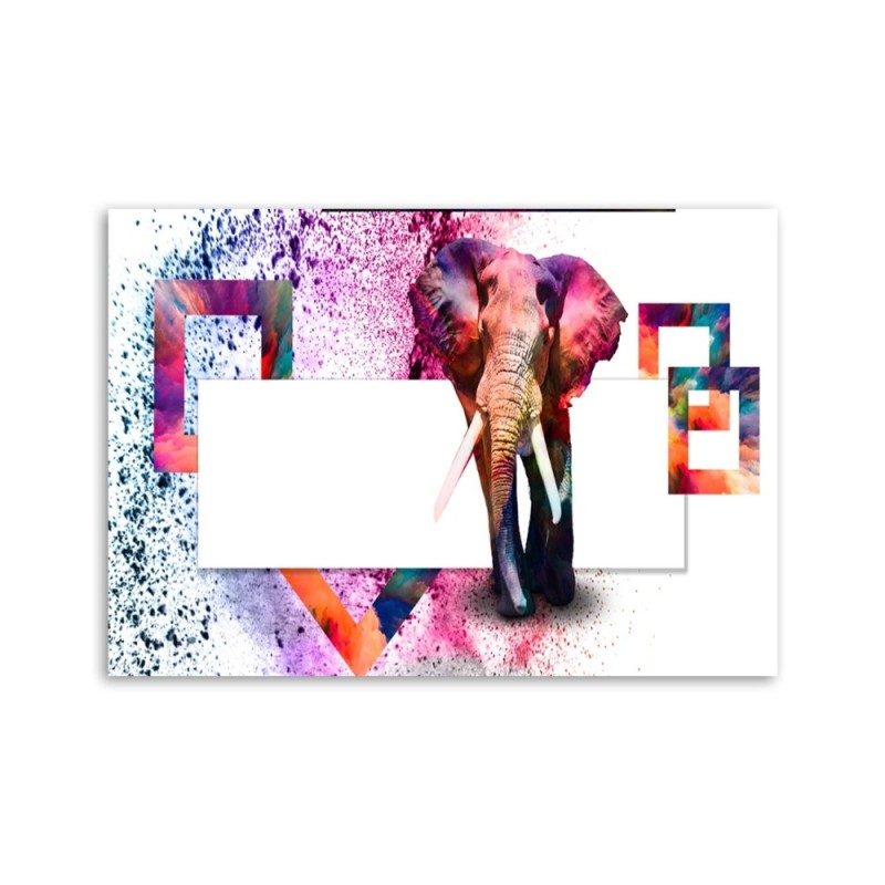 Leinwandbild - mehrfarbiger Elefant auf weißem Hintergrund | Feeby