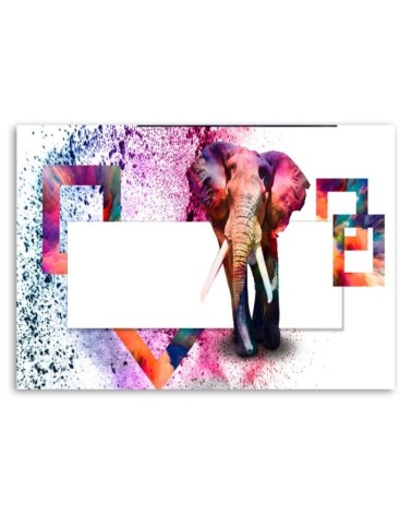 Leinwandbild - mehrfarbiger Elefant auf weißem Hintergrund | Feeby