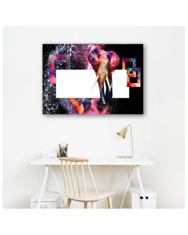 Bild - Mehrfarbiger Elefant auf schwarzem Hintergrund | Feeby