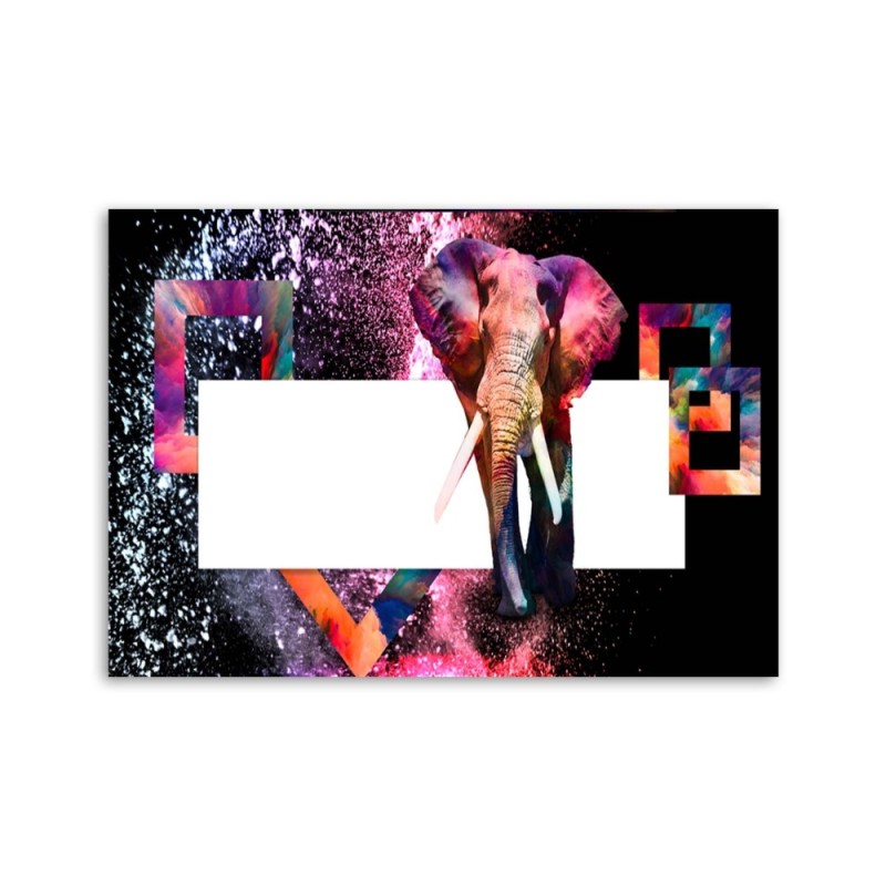 Bild - Mehrfarbiger Elefant auf schwarzem Hintergrund | Feeby