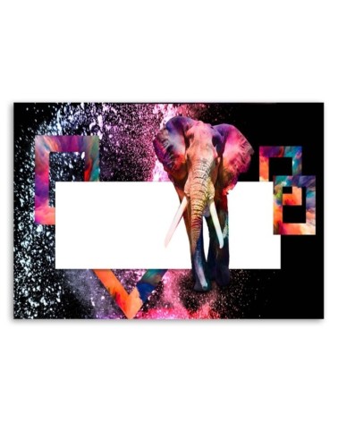 Bild - Mehrfarbiger Elefant auf schwarzem Hintergrund | Feeby
