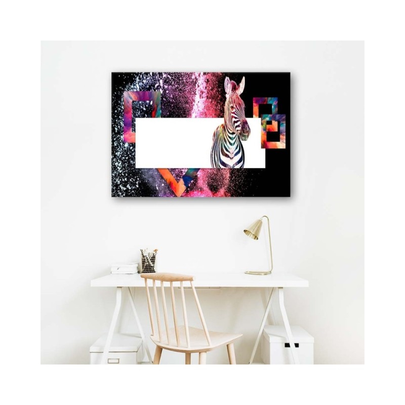 Bild - Mehrfarbiges Zebra auf schwarzem Hintergrund | Feeby