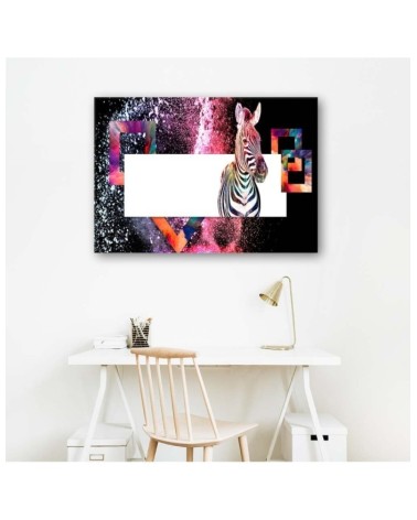 Bild - Mehrfarbiges Zebra auf schwarzem Hintergrund | Feeby