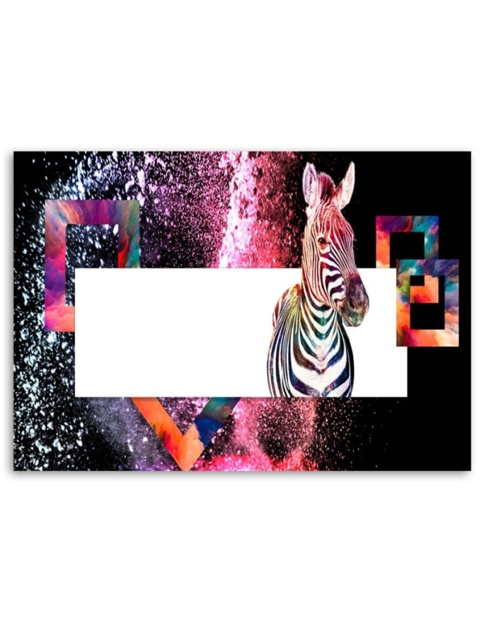 Kolorowa zebra na czarnym tle - Dekoracja ścienna | FEEBY