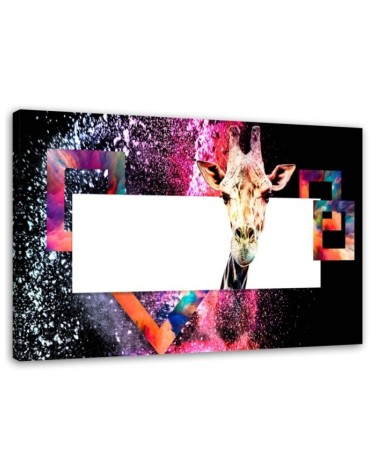 Canvas wall art painting - Colourful giraffe on black background | FEEBY