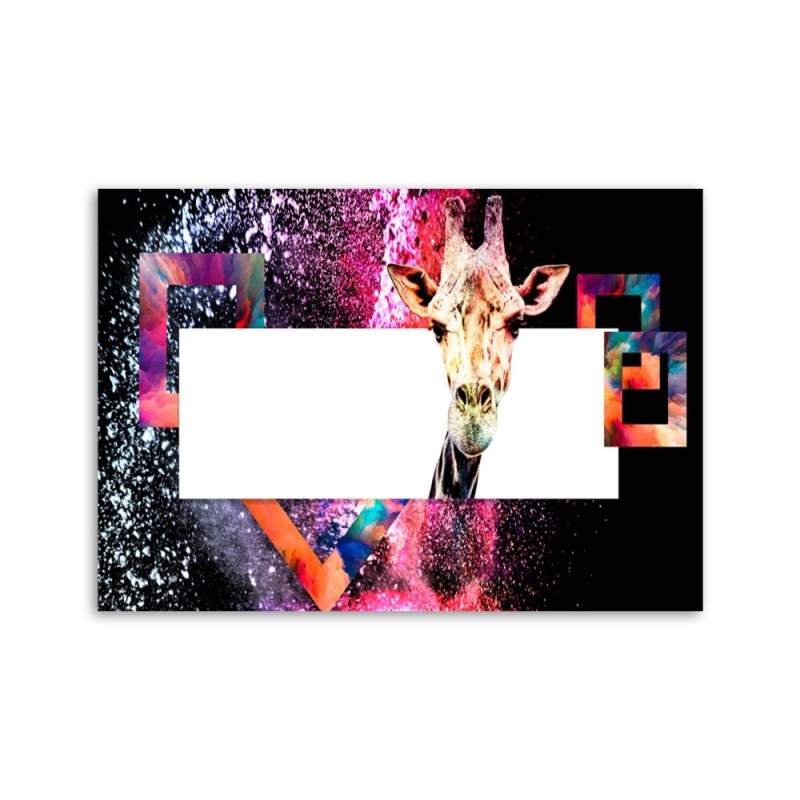 Bild - Mehrfarbige Giraffe auf schwarzem Hintergrund | Feeby