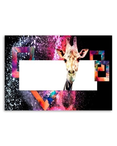 Bild - Mehrfarbige Giraffe auf schwarzem Hintergrund | Feeby
