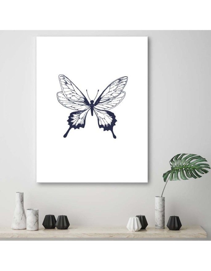 Nowoczesna dekoracja ścienna - Narysowany motyl | FEEBY