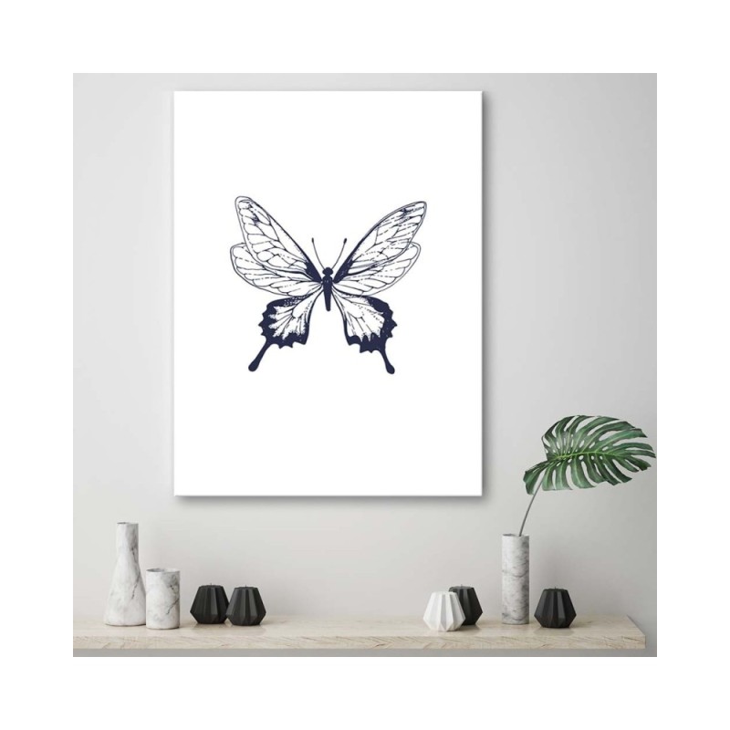 Wandbild für Wohnzimmer - Gezeichneter Schmetterling | Feeby